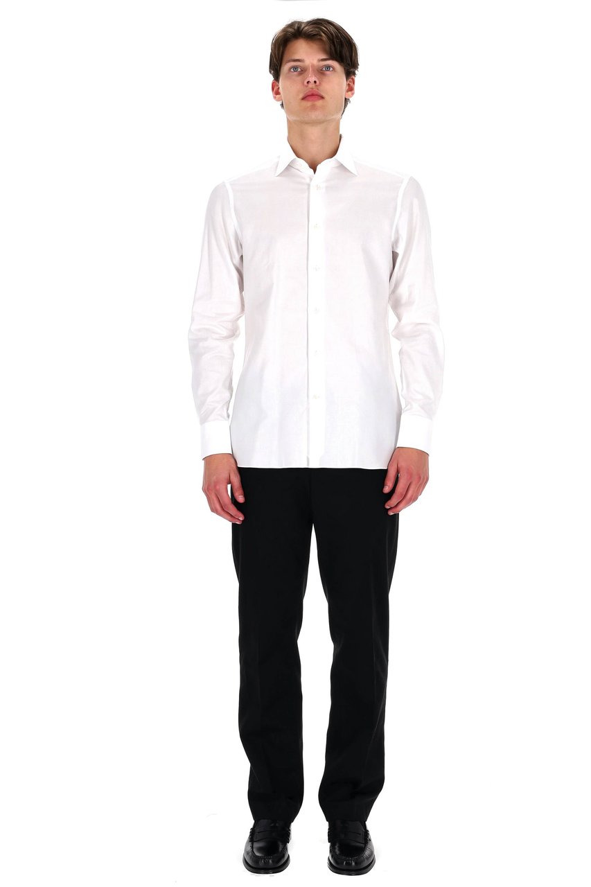 Zegna Cotton Oxford Shirt Wit