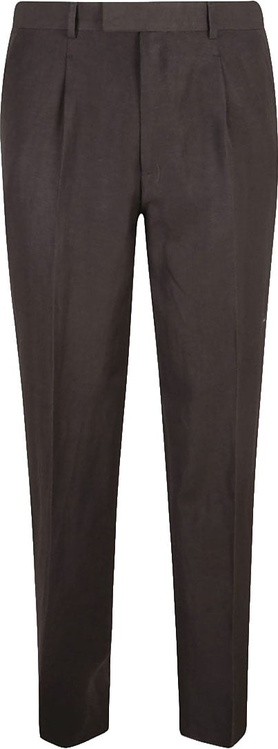 Zegna Tailored Brown Trousers With Subtle Pleats Zwart