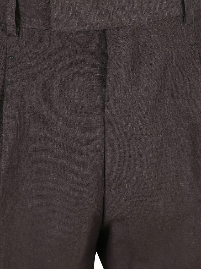 Zegna Tailored Brown Trousers With Subtle Pleats Zwart