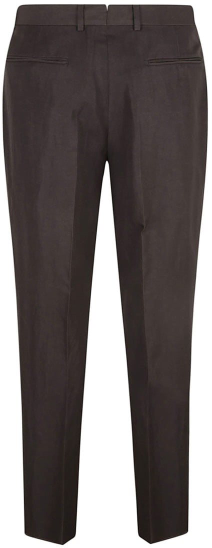 Zegna Tailored Brown Trousers With Subtle Pleats Zwart