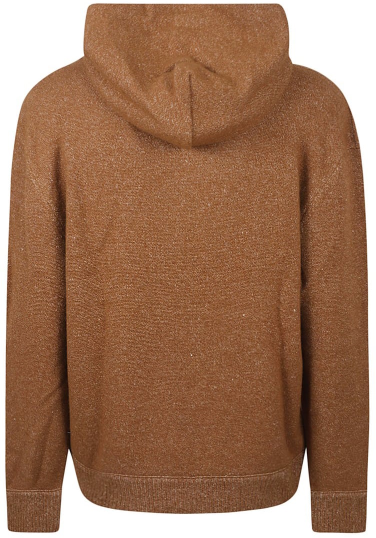 Zegna Relaxed Fit Brown Cashmere Blend Sweater Bruin