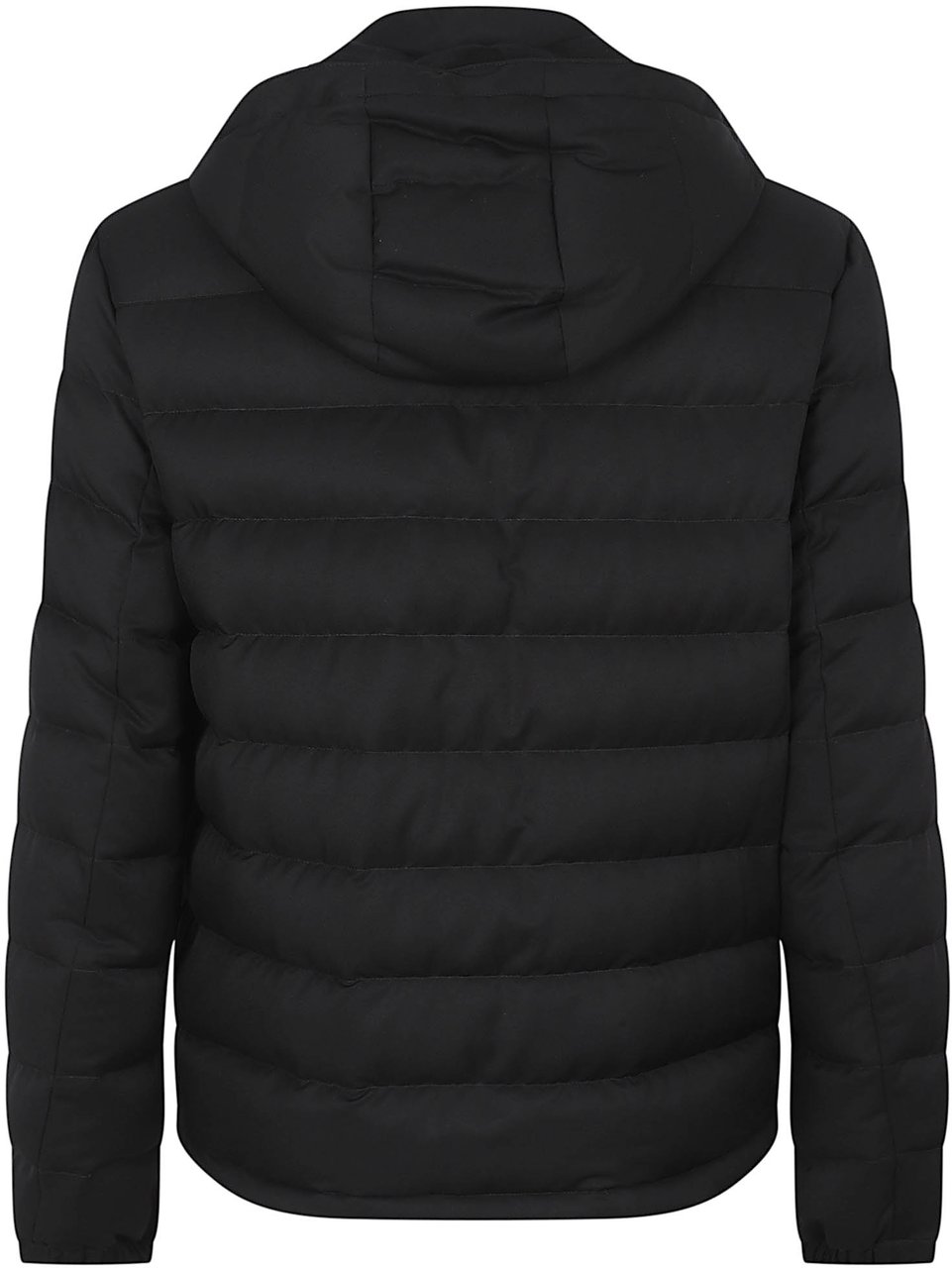 Zegna Technical Twill Black Puffer Jacket with Removable Hood Zwart