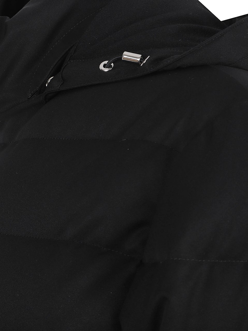 Zegna Technical Twill Black Puffer Jacket with Removable Hood Zwart