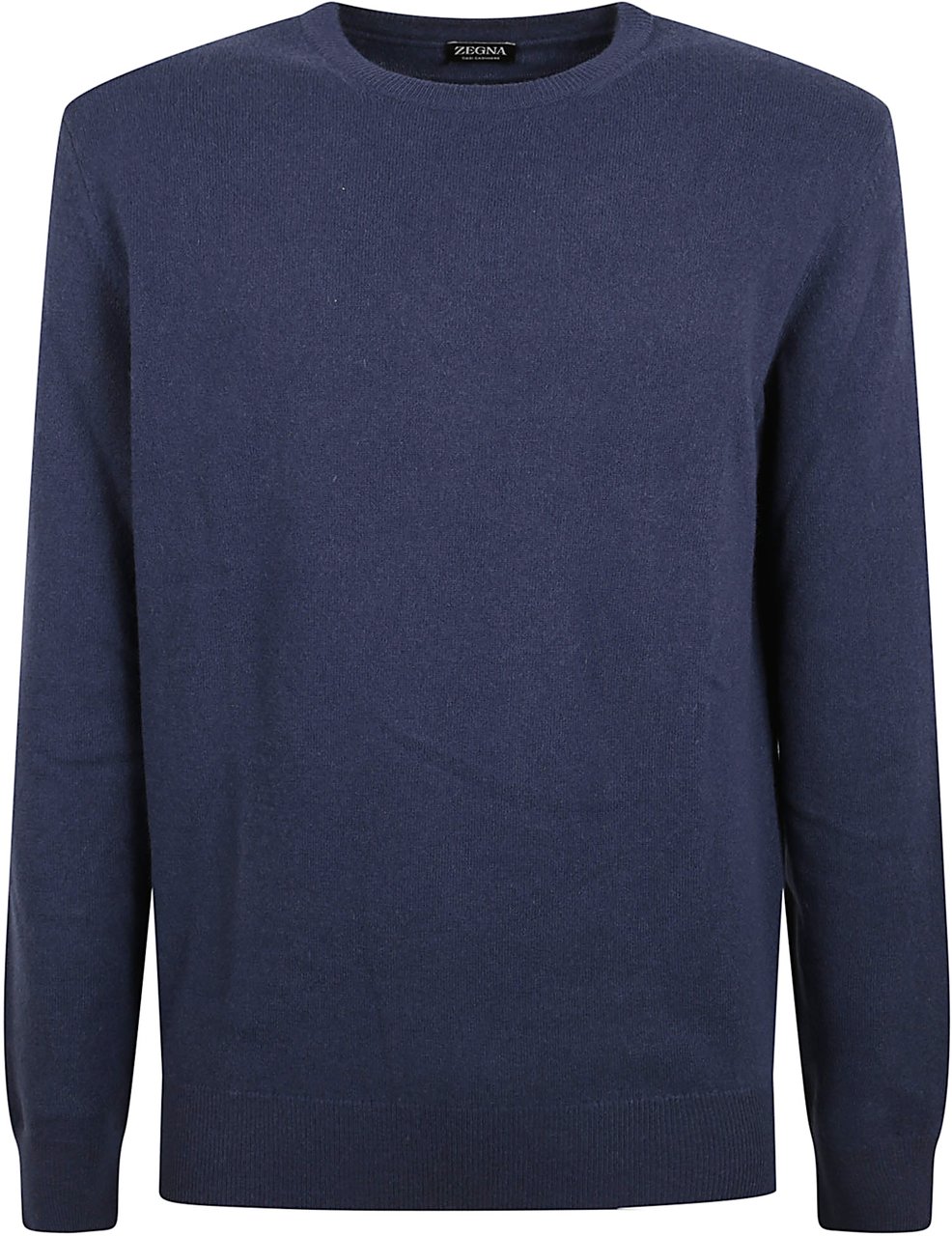Zegna Classic Crew Neck Cashmere Sweater In Deep Navy Zwart