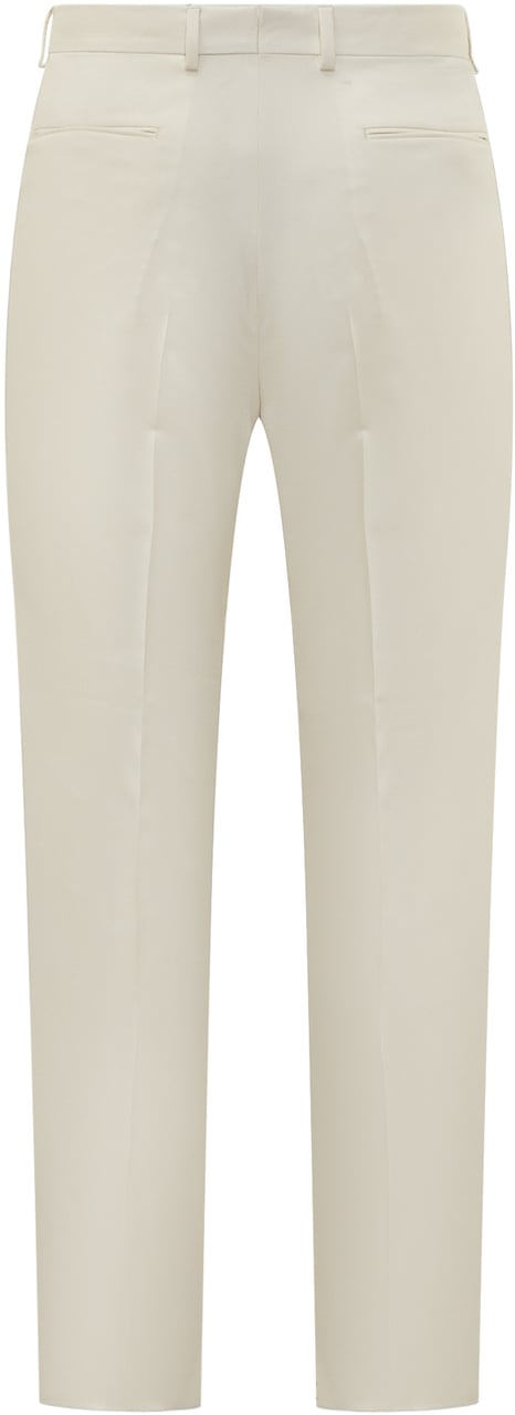 Zegna Pantaloni Eleganti Avorio in Lana Wit