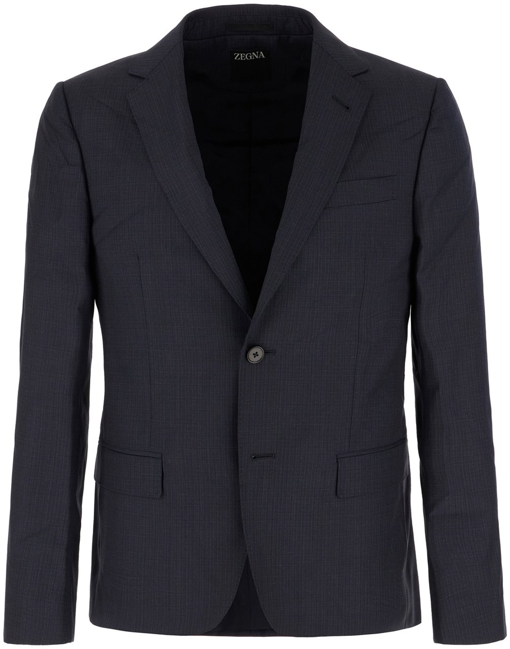 Zegna Zegna Melange blue wool suit Blauw