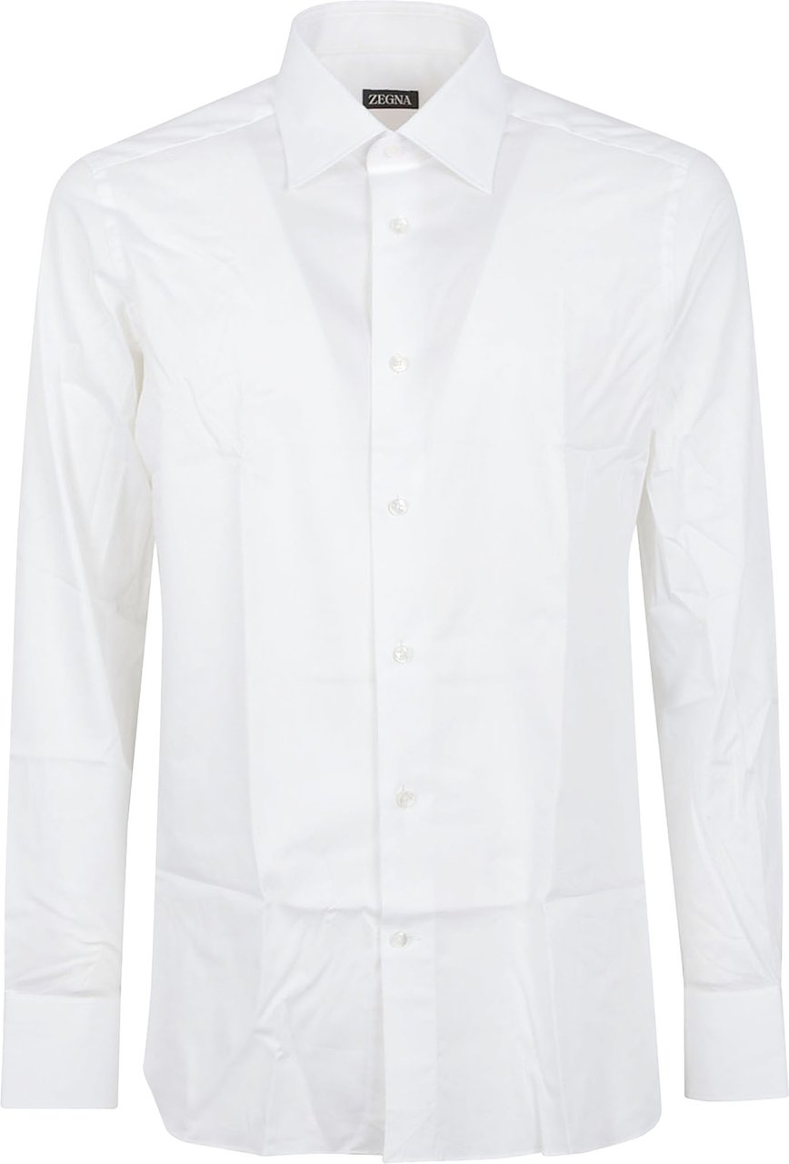 Zegna Long-Sleeve Cotton-Lycra Shirt with Crisp Collar Wit