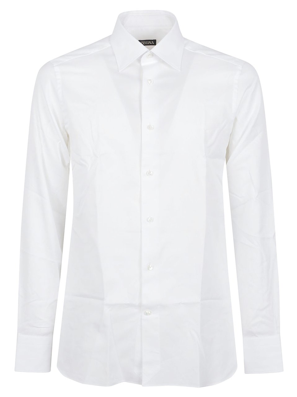 Zegna Tailored White Cotton Formal Shirt with Button-Down Front Wit