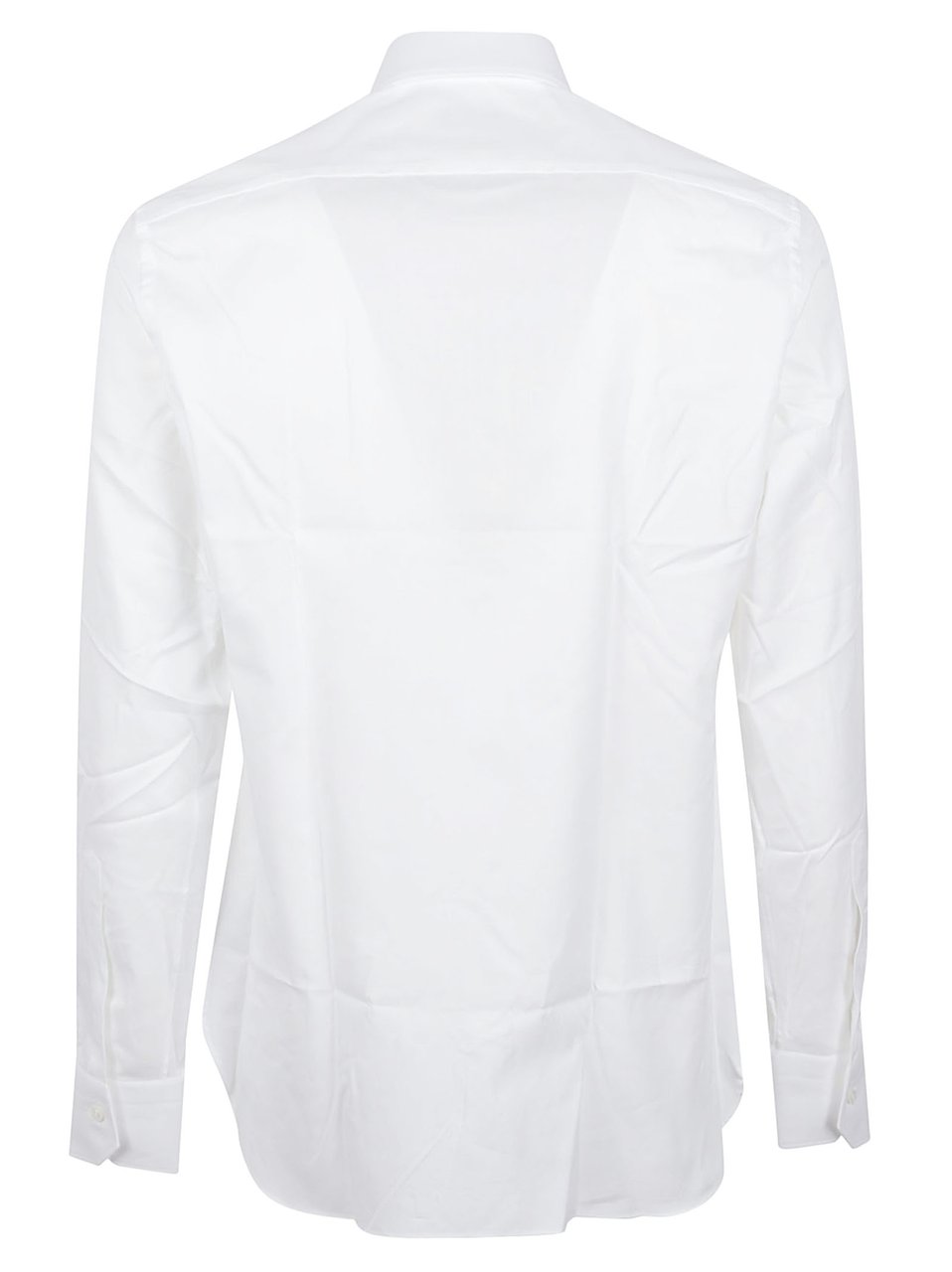Zegna Tailored White Cotton Formal Shirt with Button-Down Front Wit