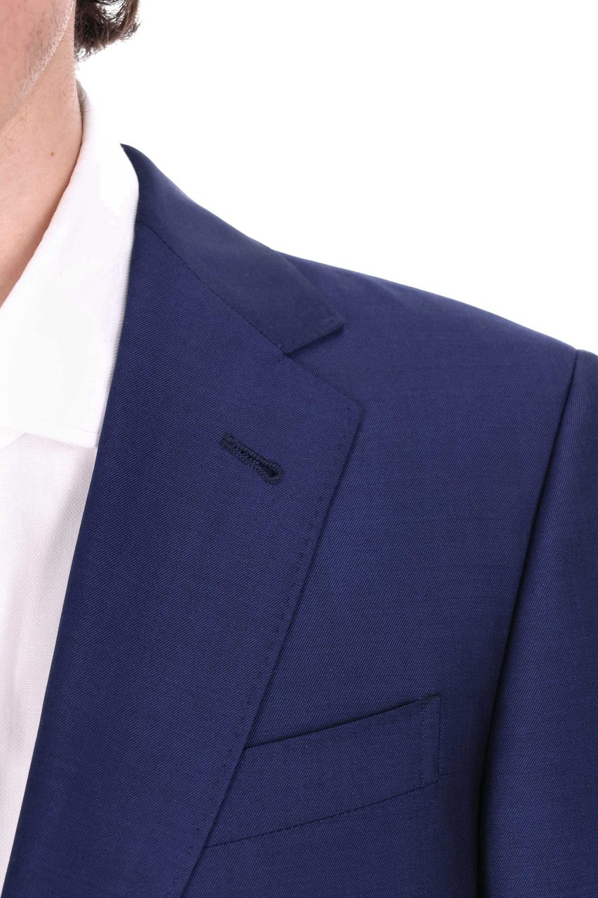 Zegna Structured Deep Blue Wool-Mohair Two-Piece Suit Zwart