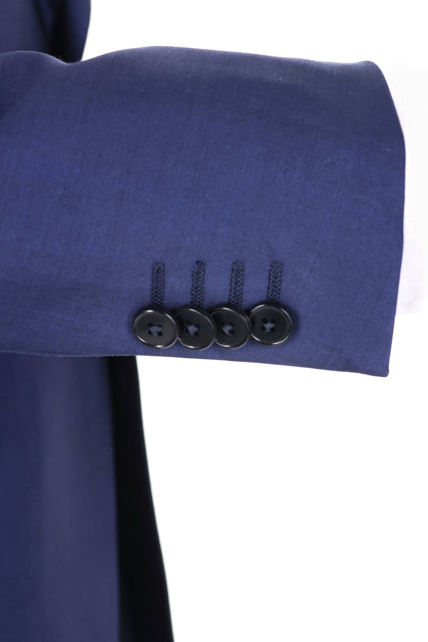 Zegna Structured Deep Blue Wool-Mohair Two-Piece Suit Zwart