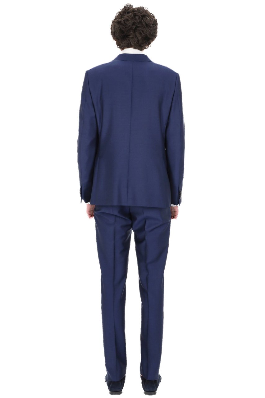 Zegna Structured Deep Blue Wool-Mohair Two-Piece Suit Zwart