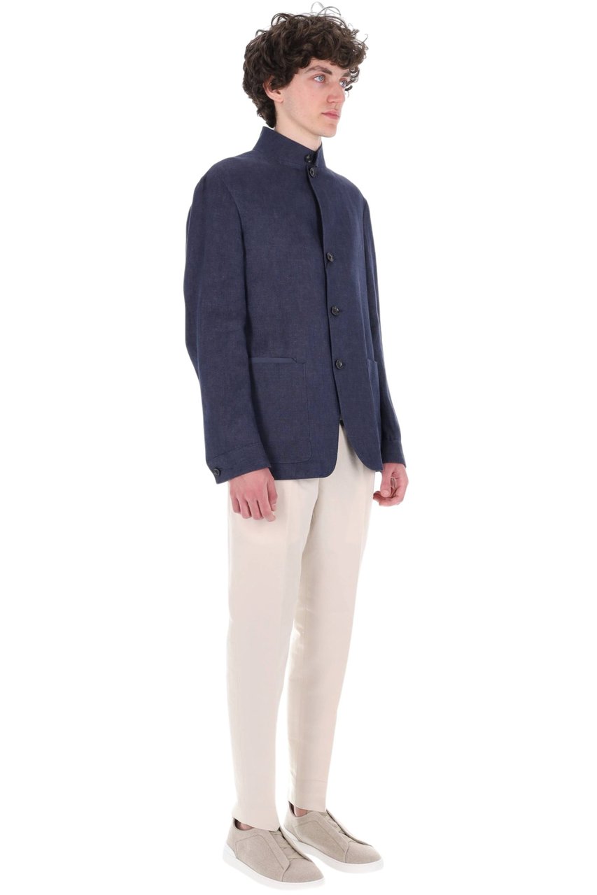 Zegna Il Conte Unstructured Linen Chore Jacket Grijs