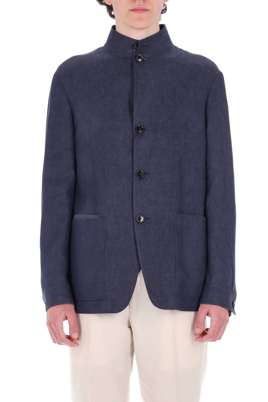 Zegna Il Conte Unstructured Linen Chore Jacket Grijs
