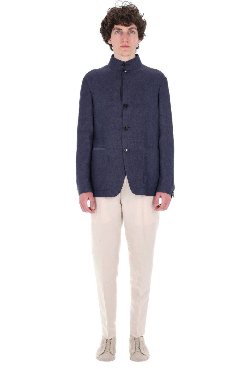 Zegna Il Conte Unstructured Linen Chore Jacket Grijs