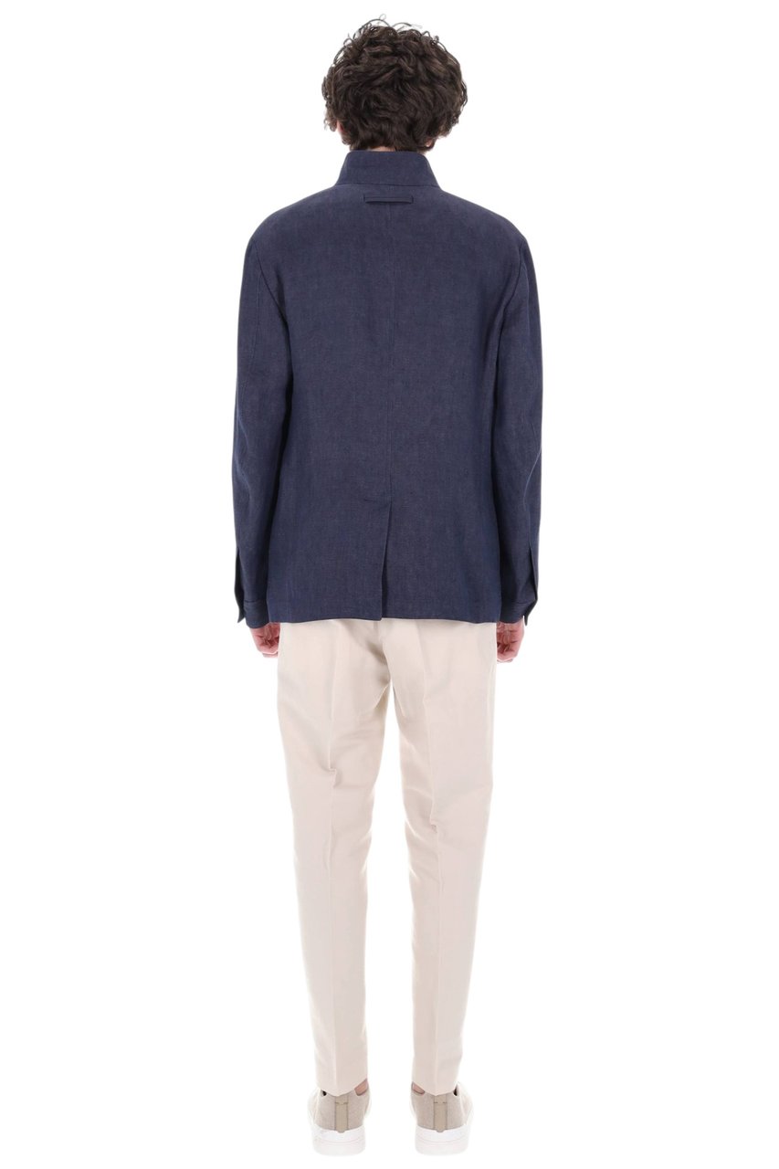 Zegna Il Conte Unstructured Linen Chore Jacket Grijs