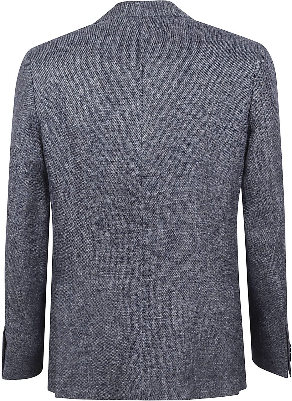 Zegna Tailored Grey Jacket with Textured Linen-Wool Blend and Two-Button Closure Grijs