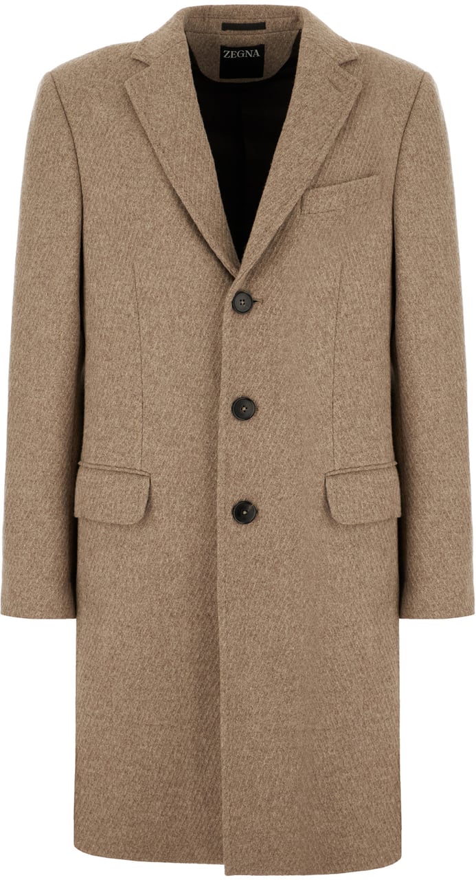 Zegna Zegna Cappuccino cashmere and wool coat Bruin
