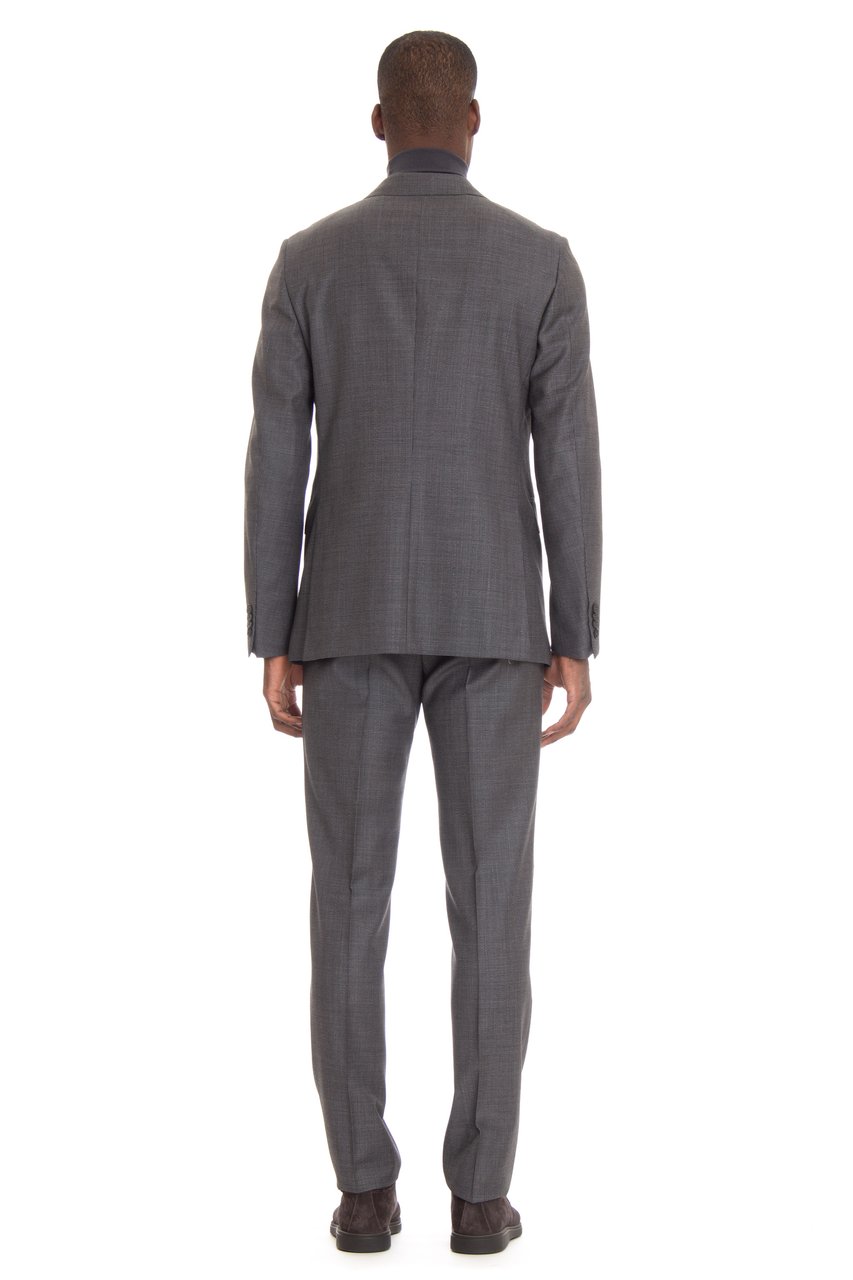 Zegna Houndstooth Wool Suit Grijs