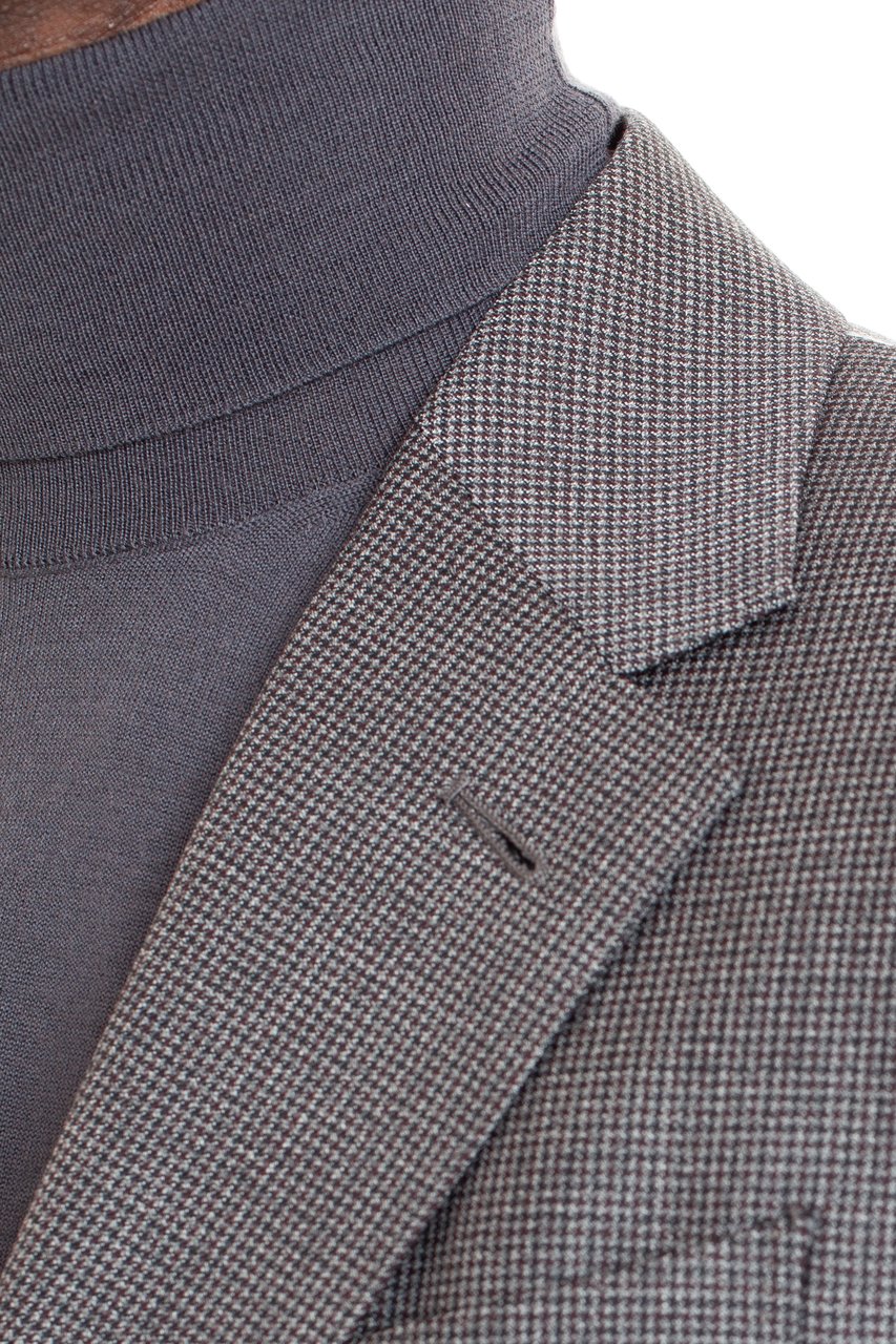 Zegna Houndstooth Wool Suit Grijs
