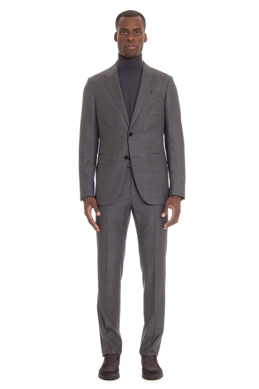 Zegna Houndstooth Wool Suit Grijs