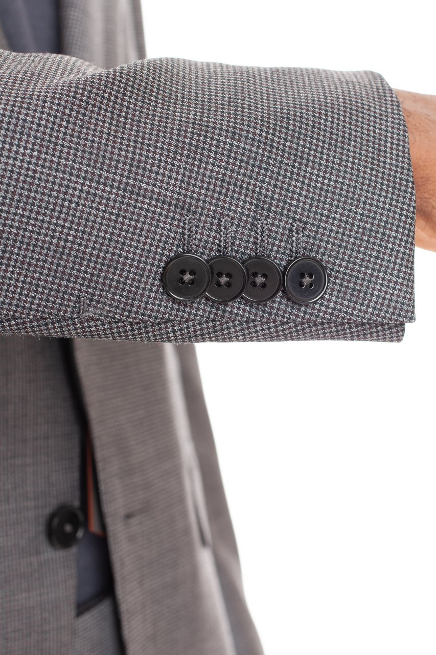 Zegna Houndstooth Wool Suit Grijs