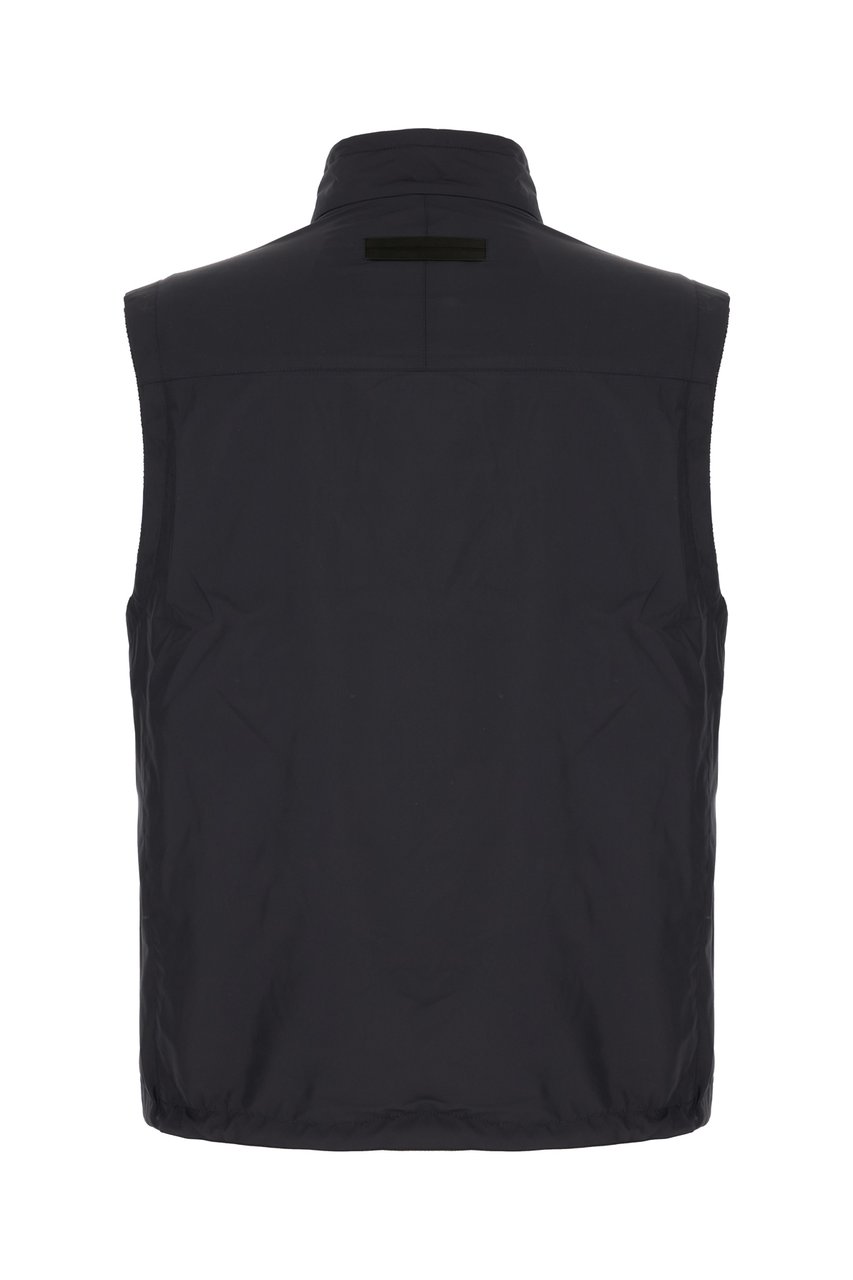 Zegna Zegna Midnight blue polyester reversible sleeveless jacket Blauw