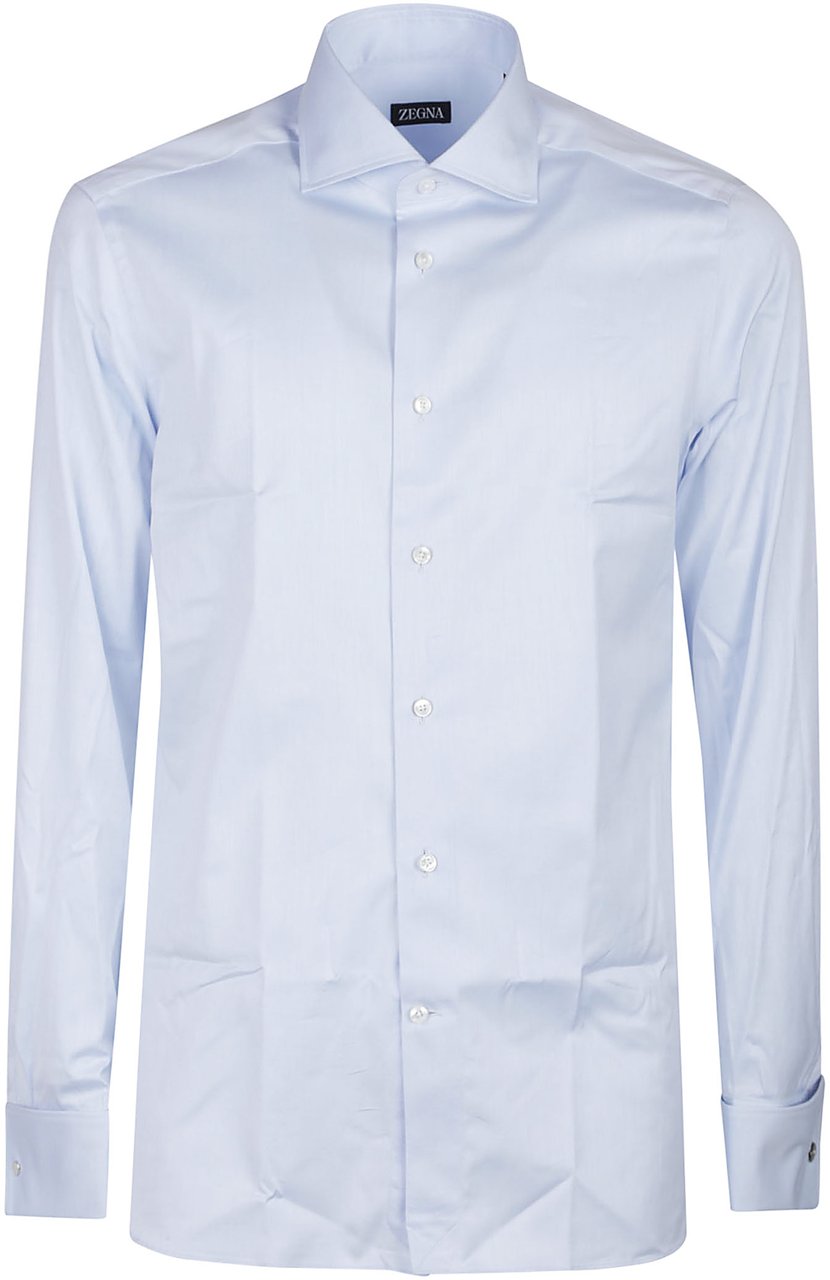 Zegna Lux Tailoring Long Sleeve Cotton Shirt Blue Blauw