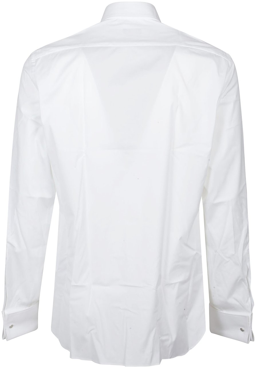 Zegna Lux Tailoring Long Sleeve Stretch Cotton Shirt White Wit