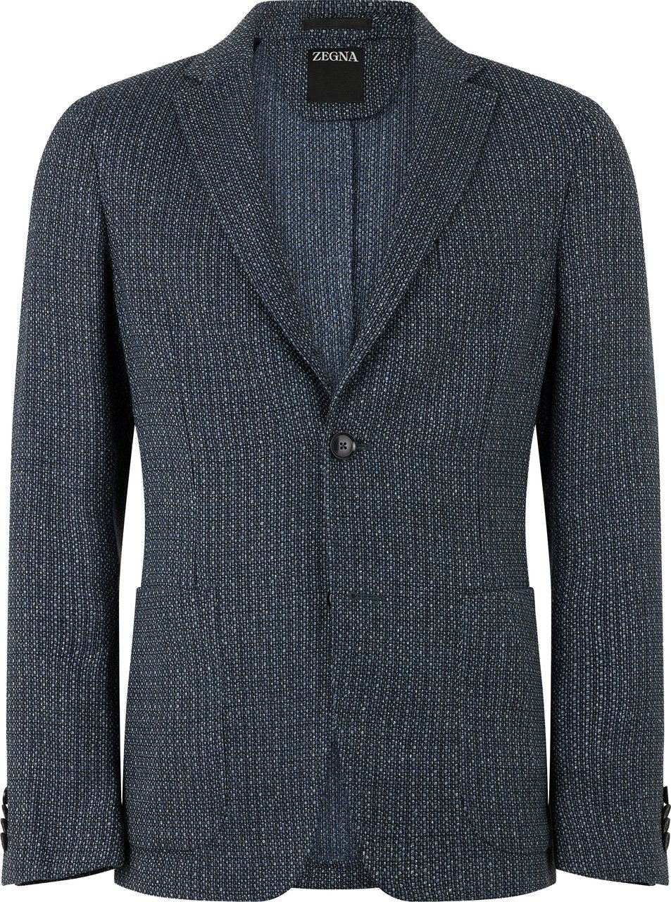 Zegna Single-breasted jacket in a cashmere-linen blend Blauw