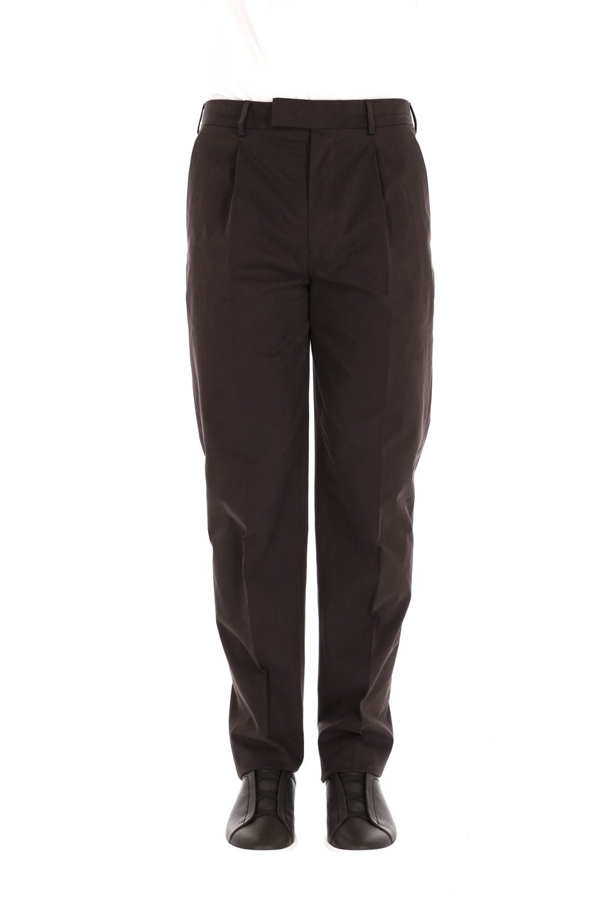 Zegna Cashco Cotton-Cashmere Trousers Zwart