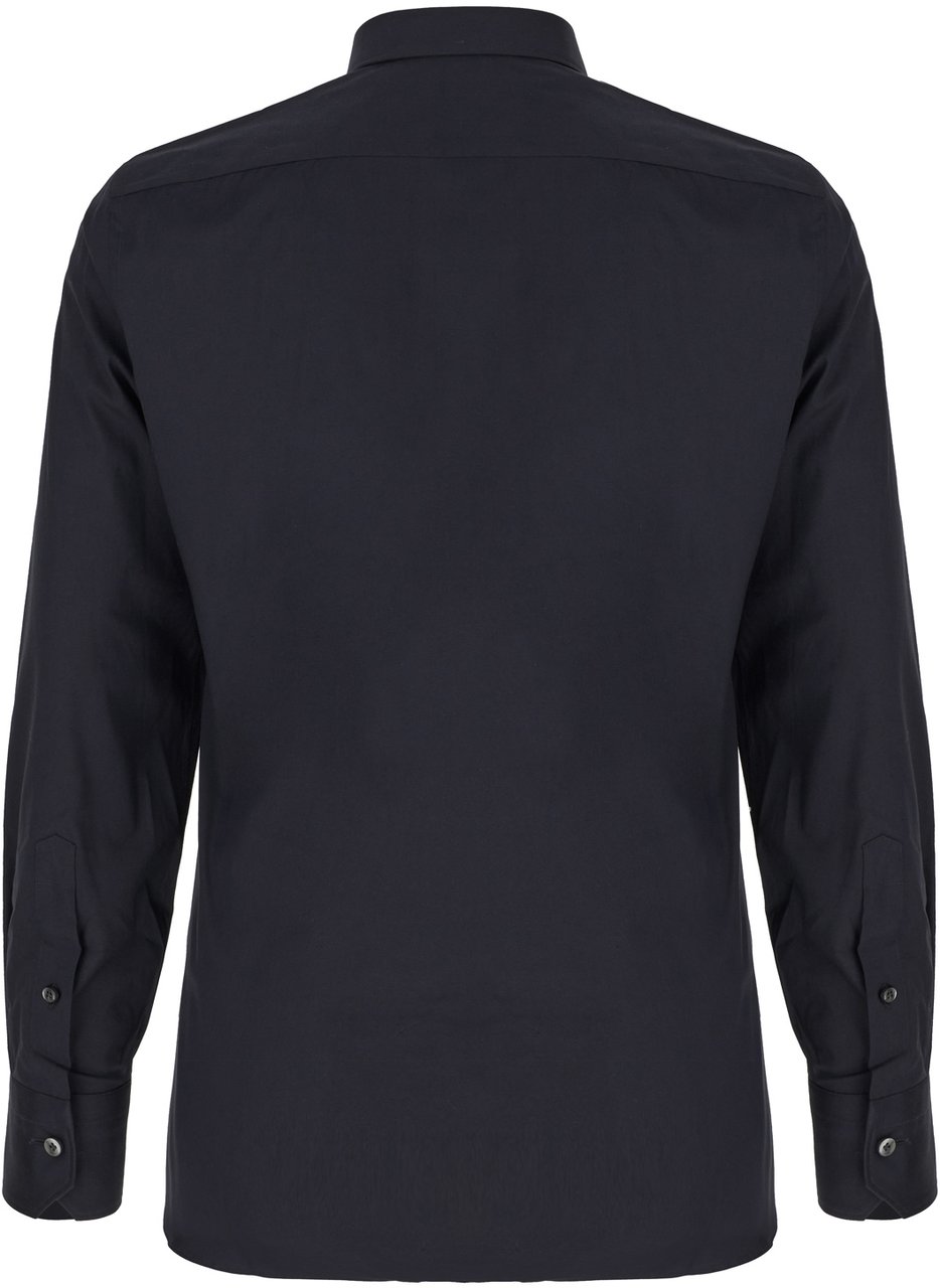 Zegna Zegna Midnight blue poplin shirt Blauw
