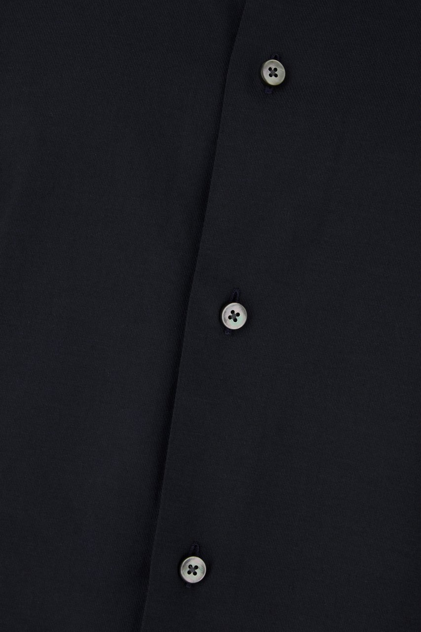Zegna Zegna Midnight blue stretch cotton shirt Blauw