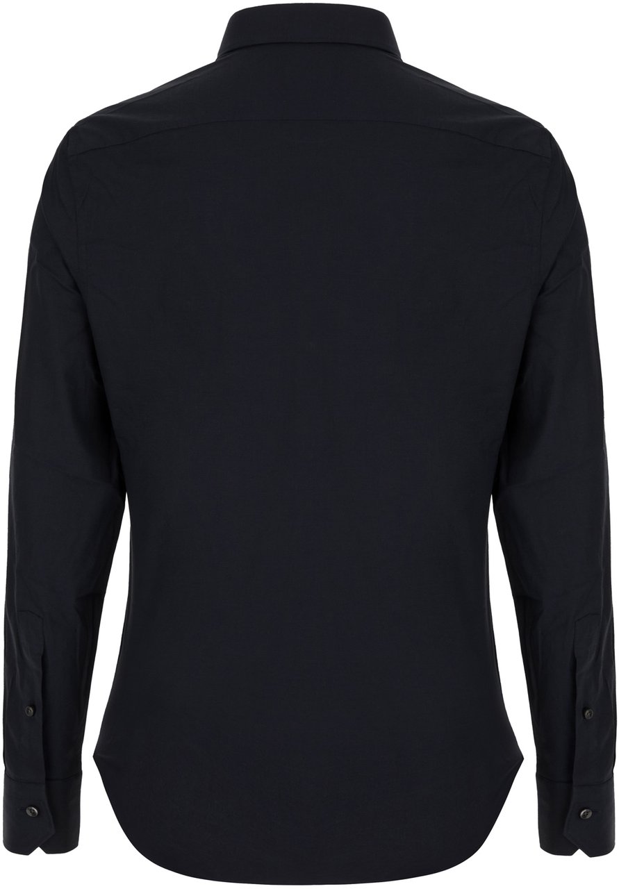 Zegna Zegna Midnight blue stretch cotton shirt Blauw