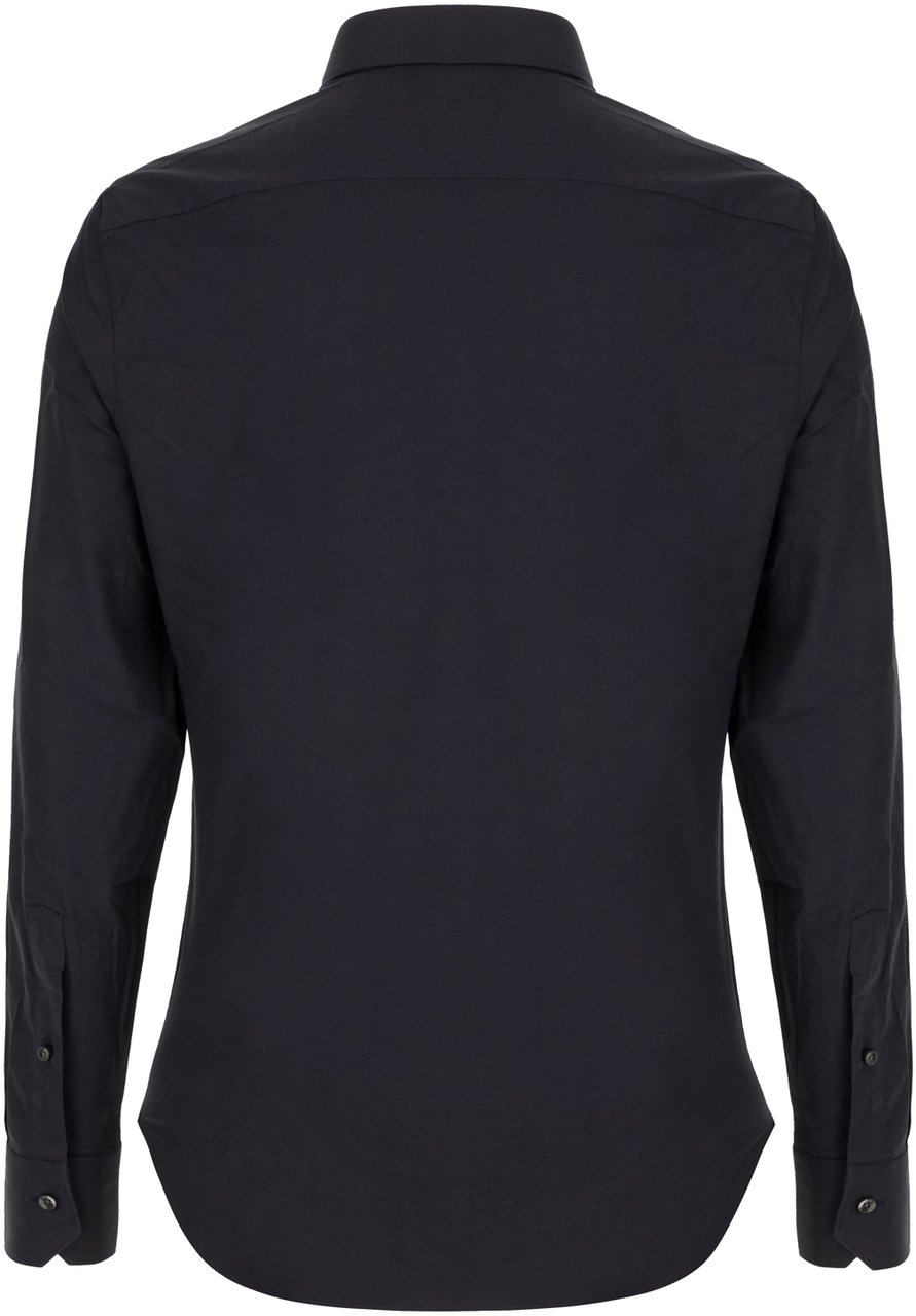 Zegna Zegna Midnight blu stretch cotton shirt Blauw