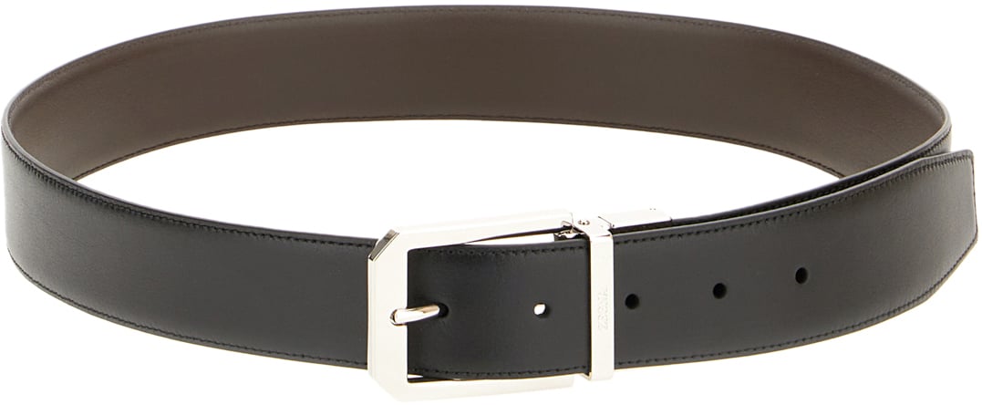 Zegna Zegna Black leather reversible belt Zwart