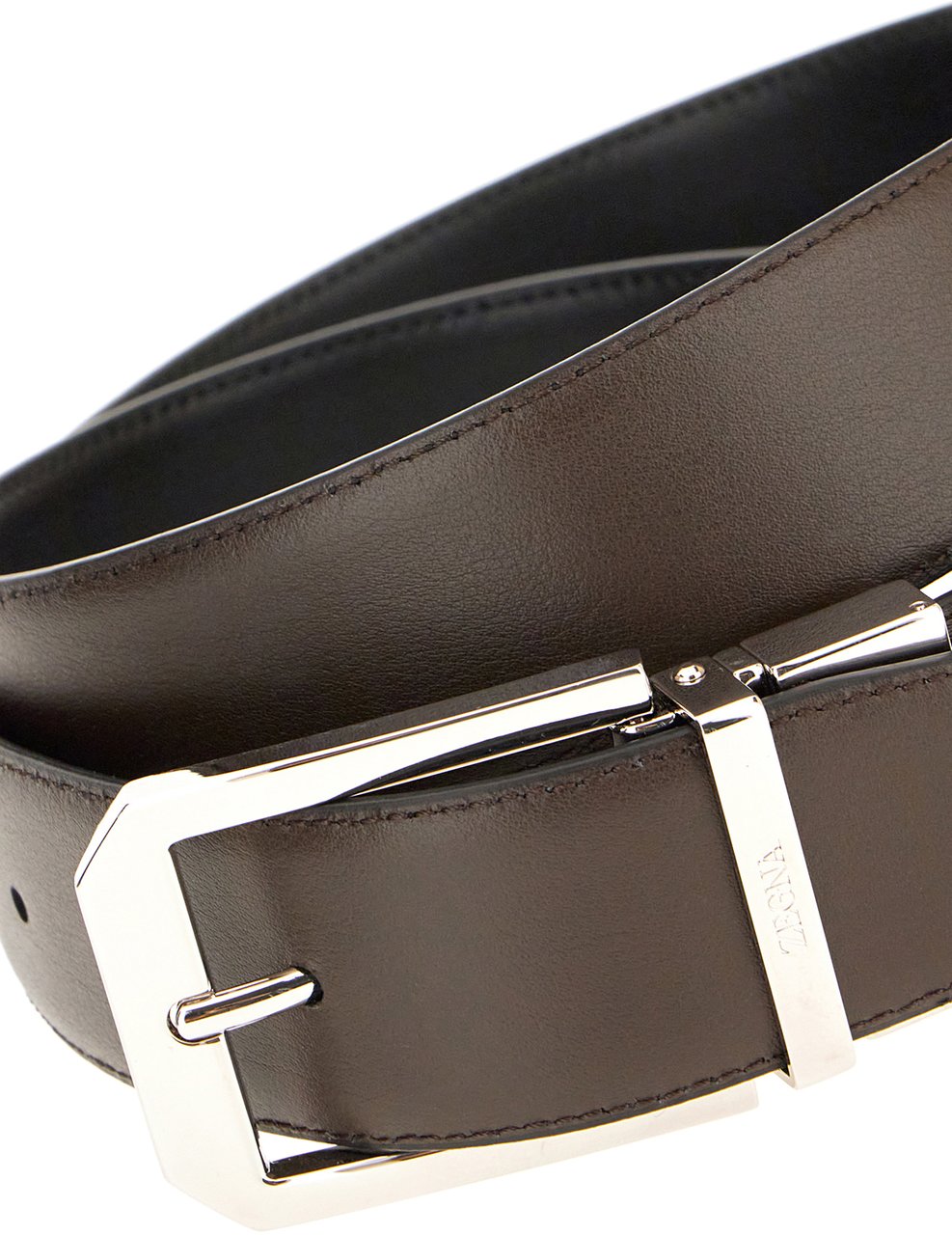 Zegna Zegna Black leather reversible belt Zwart