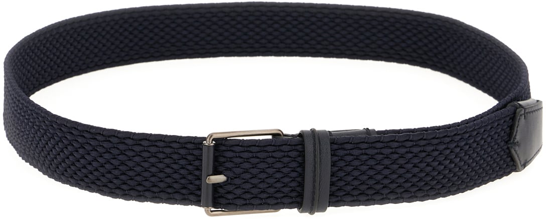 Zegna Zegna Navy blue rayon belt Blauw