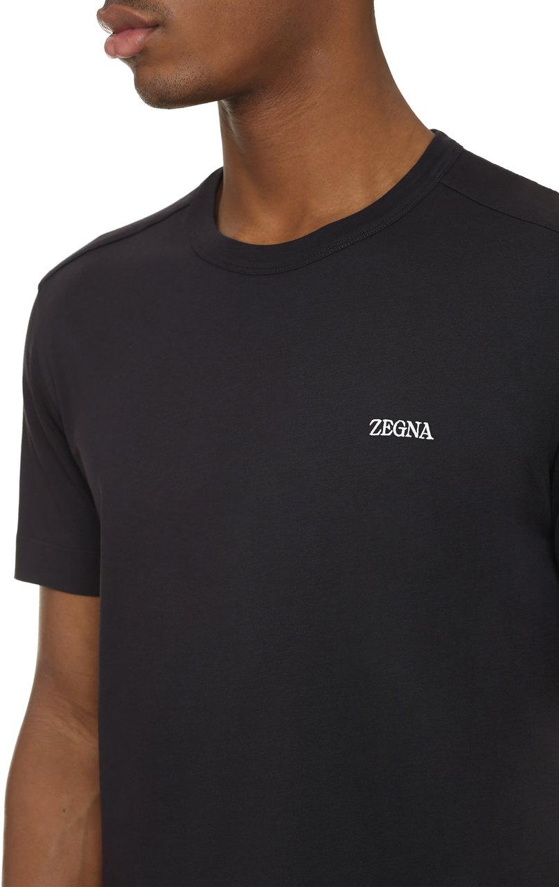 Zegna Logo cotton t-shirt Blauw