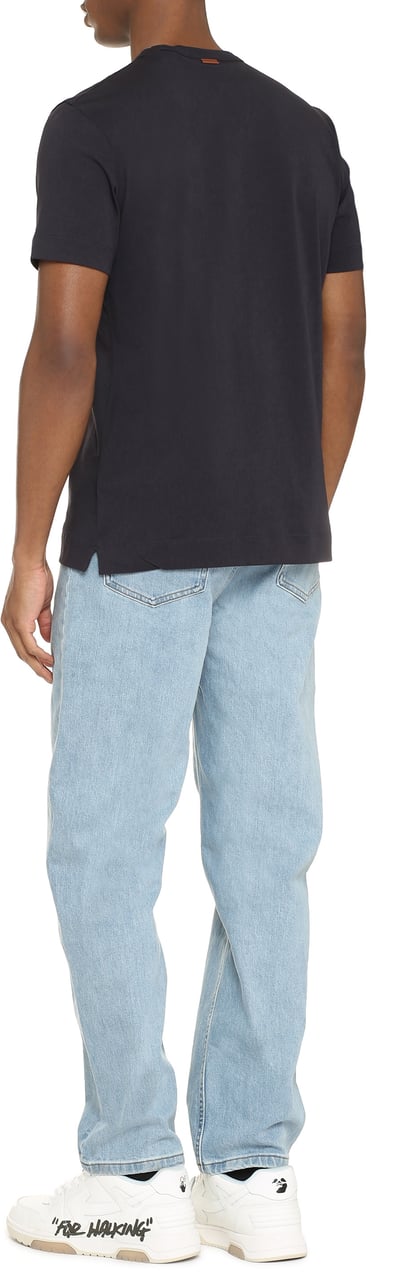 Zegna Logo cotton t-shirt Blauw