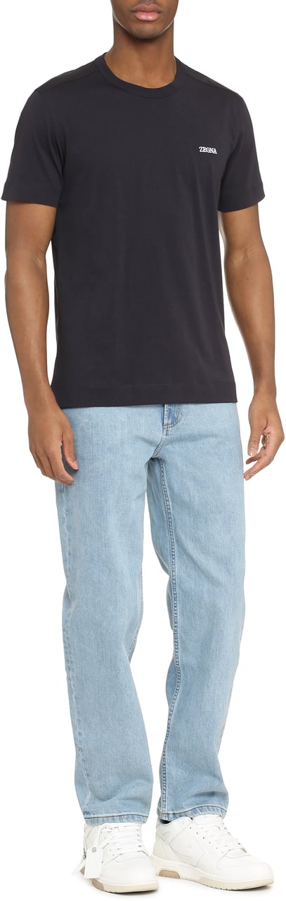 Zegna Logo cotton t-shirt Blauw