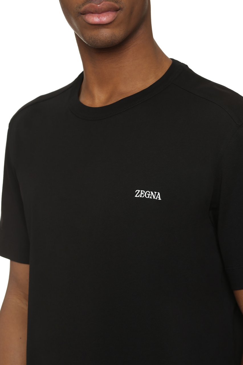 Zegna Logo cotton t-shirt Zwart
