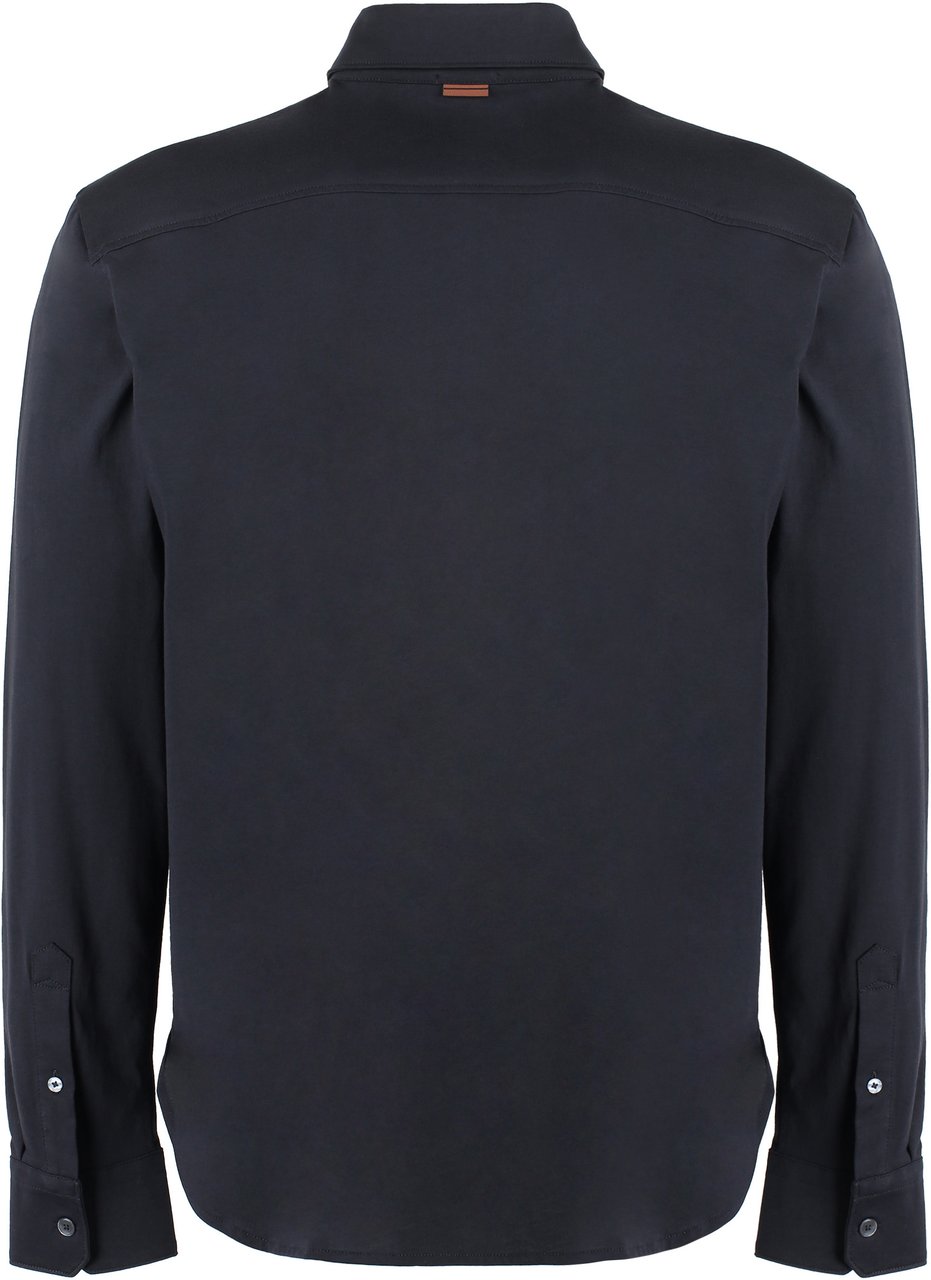 Zegna Long sleeve cotton shirt Navy