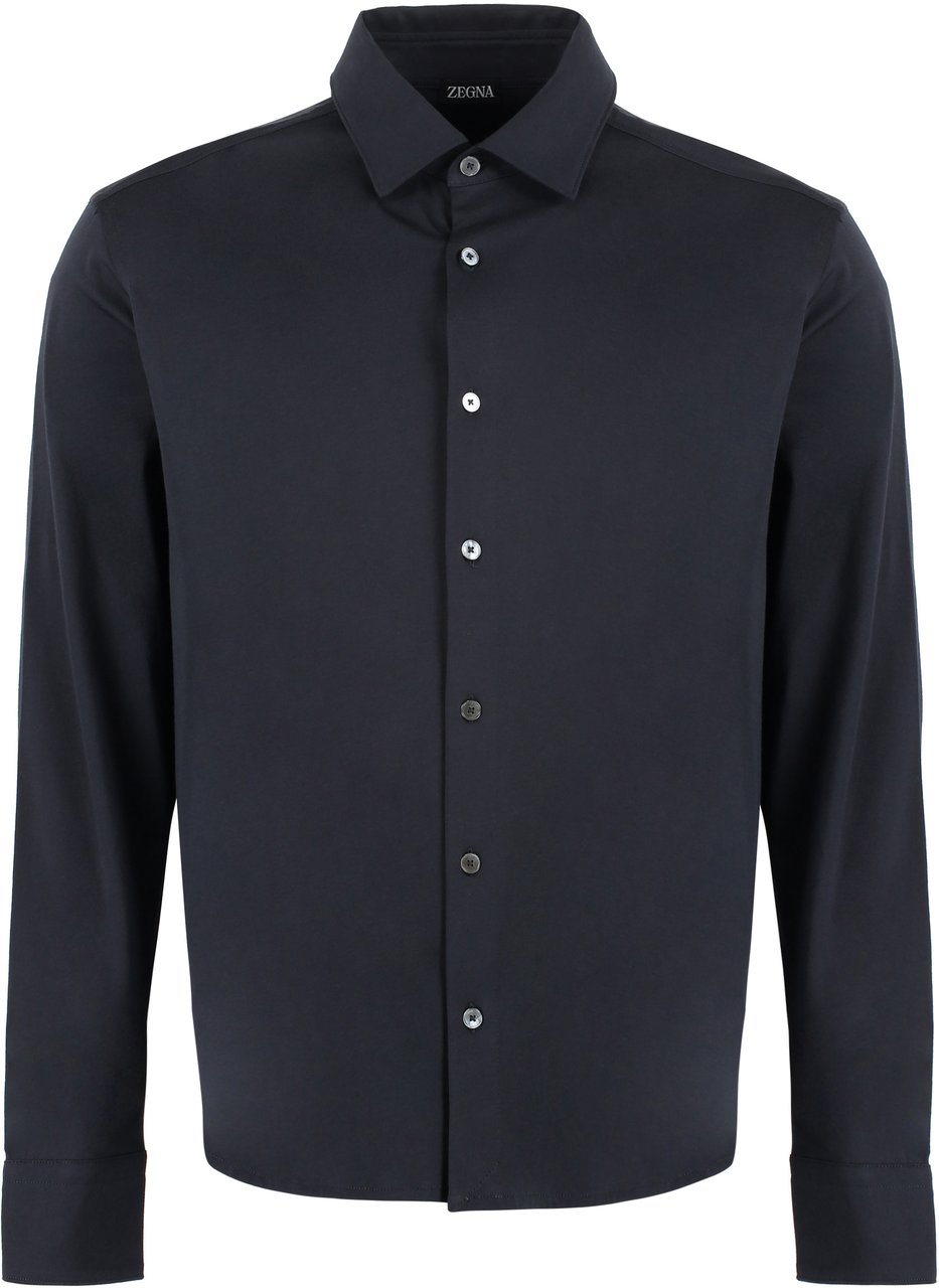 Zegna Long sleeve cotton shirt Navy