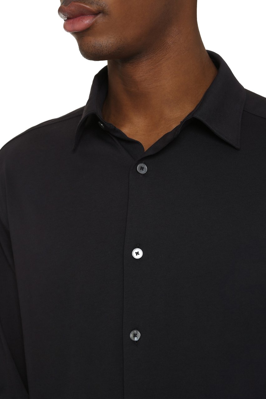 Zegna Long sleeve cotton shirt Navy