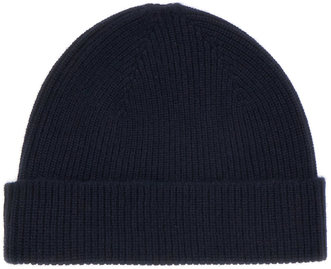 Zegna Zegna Midnight blue cashmere beanie hat Blauw