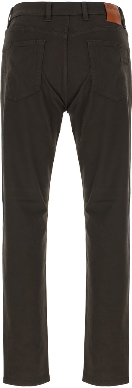 Zegna Zegna Dark brown stretch cotton jeans Bruin