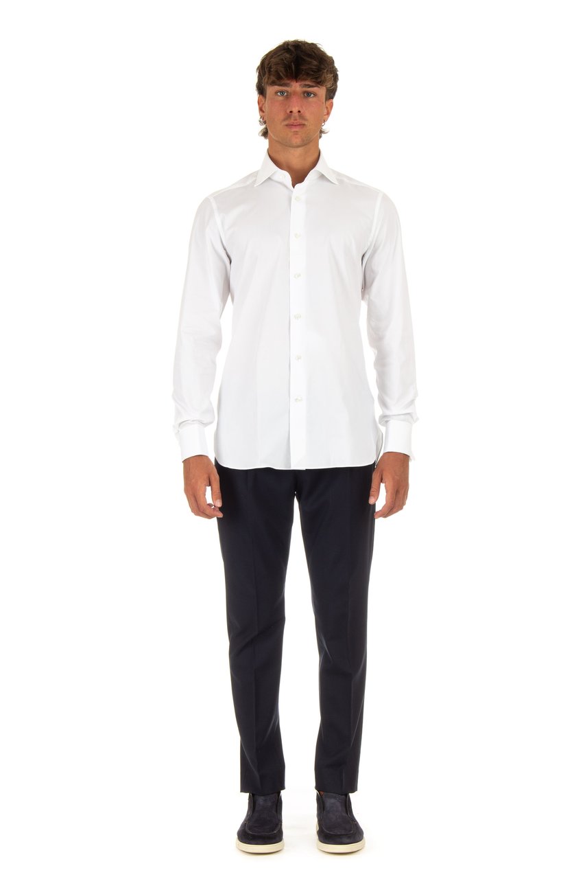 Zegna Trofeo Cufflink Cotton Shirt Wit