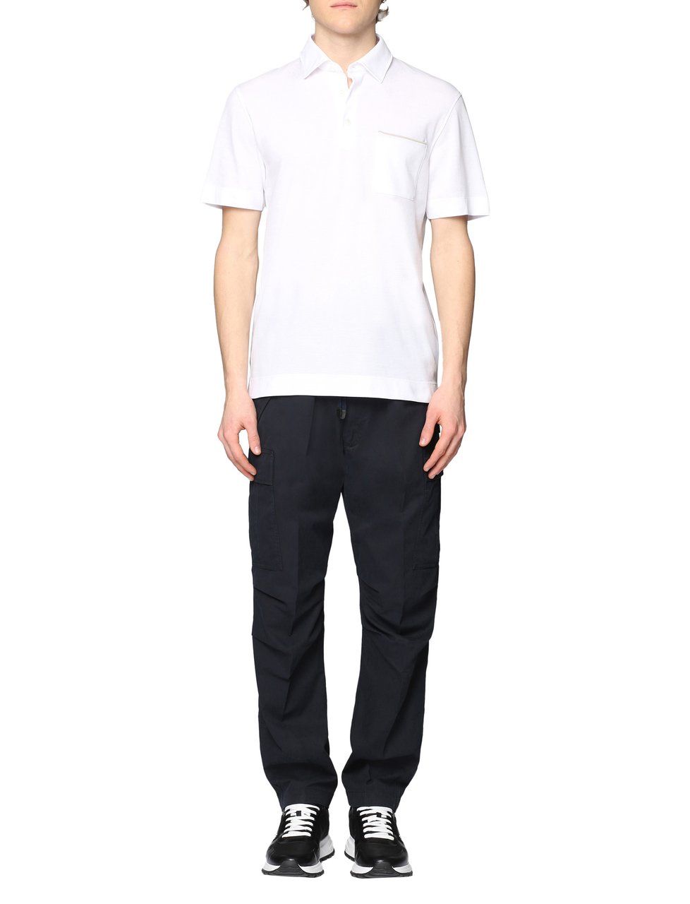 Zegna Short sleeve cotton pique polo shirt Wit
