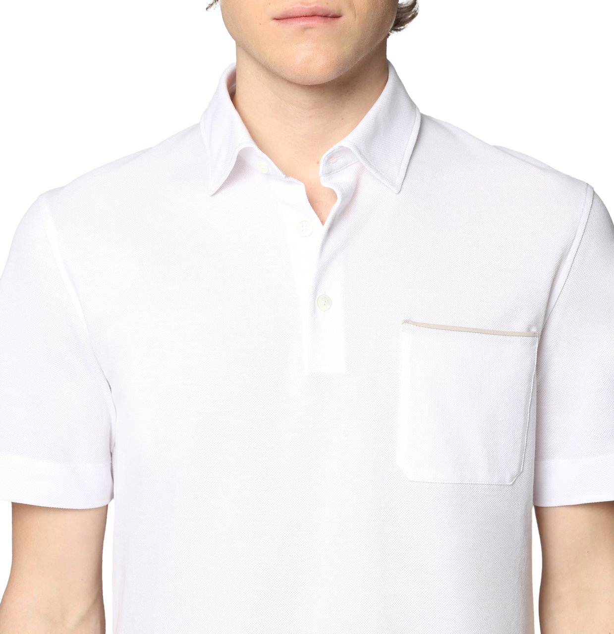 Zegna Short sleeve cotton pique polo shirt Wit